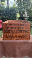21” X 22” Large Vintage Wooden Crate NERVINE COFFEE by CLARK & ALDEN WOBURN MAS picture