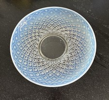 Vintage Opalescent Pressed Glass 10” Diamond Lace Footed Dish 1940-1950’s picture