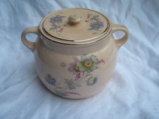 Pantry Bak-In Ware Crooksville Pottery Pink Floral Bean Pot Crazing (No Chips) picture
