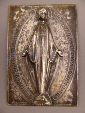 Antique Silver Religious plaque, Italy, Virgin Mary picture