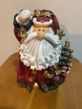 VTG Joelson 2000 Santa Figurine Holding Tree Bell Works picture
