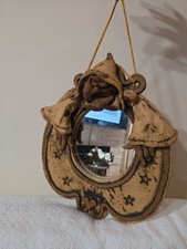 Vintage Handcrafted Clay Figural Wall Mirror Mindscape One Of The Kind  picture