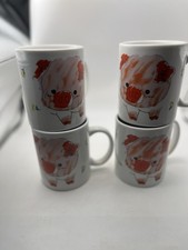 Arthur Wood Fun Pig Coffee Mugs Face on the front and  Tail on Back Set Of 4 picture