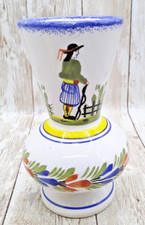 HB Henroit Quimper  Faience Small Vase - Bud Vase  - 5 1/8