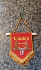 Vintage Tower Bridge In London On Fabric Pennant Christmas Tree Ornament  picture