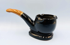 Vintage NAPCO Black Glazed Ceramic Pipe Shaped Ashtray/Planter 8.5