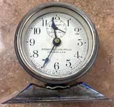Antique Stewart & Clark Mfg Co Chicago 8 Day Mechanical Car Clock Untested picture