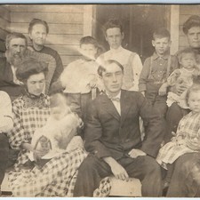 c1910s Family Group Portrait RPPC Kruxo Postcard Cute Children Handsome Men picture