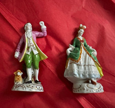 Hand Painted Colonial Porcelain Couple Figurines Set of 2, Multicolor, Glossy picture