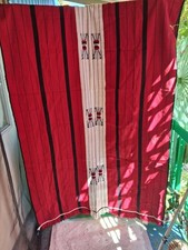 Vintage Handwoven tribal home decor ethnic blanket, stripe, black, Red, White picture