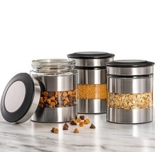 Le'raze Quality Stainless Steel Canister Set of 3 for Kitchen krx83, krx83 picture