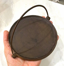 Antique Wagner Ware Sidney -0- Child’s Cast Iron Pan/Griddle w/Swing Bail Handle picture