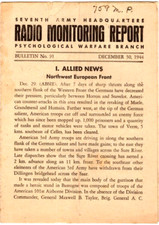 Group of 8 Seventh Army HQ Radio Monitoring Report Psychological Warfare, REAL picture