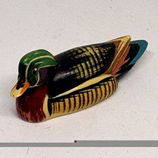 Vintage ANRI Toriart Wood Duck Figurine Hand Painted Italian Wood Miniature 70s picture