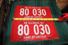 BEAUTIFUL METAL PAIR  ILLINOIS LICENSE PLATES  1957 80 030 picture