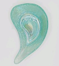 AKCAM Turquios Turkish Art Glass Dish  Iridescent Paisley Teardrop Trinket Tray  picture