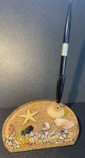 Vintage Lucite Acrylic Beach Shells/Sand Design Gifts Inc-USA Desk Pen holder picture