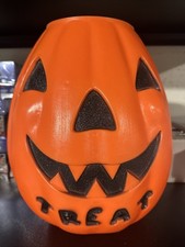 Vintage 1960s Empire Double Sided Trick Treat Pumpkin Blow Mold Candy Bucket picture