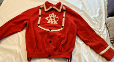 RARE FIND 1880'S HEAVEY RED WOOL BASEBALL BIB TOP  OR FIREMAN BIB TOP-CA7 LOGO picture