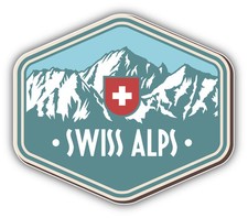 Switzerland Alps Vintage Label Car Bumper Sticker Decal 5'' x 4'' picture