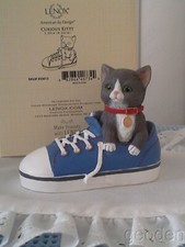 Lenox Curious Kitty Cat In A Blue Sneaker Kitten Figurine picture