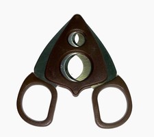 Brown Credo Stainless Steel 2 Blade Special T Dual Cigar Cutter Scissor - 2400 picture