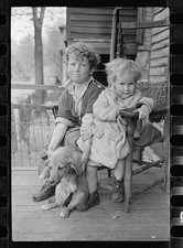 Photo:1930s Children Dog Porch Cabin Rural Life Photo picture