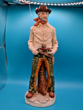 Vtg PORCELAIN GUN FIGHTER FIGURINE WILD WEST COWBOY 11” picture