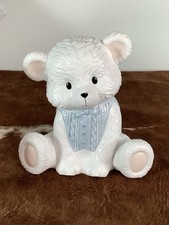 Lenox Baby Bear Boy Bank Blue Sweater 6.5” Ceramic Coin Bank NIB RARE RETIRED picture