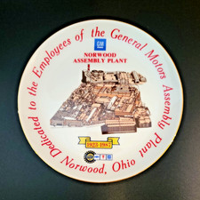 GM Norwood Ohio Assembly Plant Plate Dedicated to Employees 1923-1987 7.5