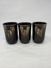Set Of 3 Vintage Tilso Ceramic made in Japan Tumblers With Drip Glaze Design picture