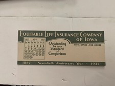 November 1937 Equitable Life Insurance Company Of Iowa Ink Blotter picture
