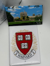 Pair of Beautiful College Fridge Magnets: Yale & Harvard picture