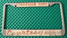 Vintage Courtesy Chevrolet Dealership Booster License Plate Frame Thousand Oaks picture