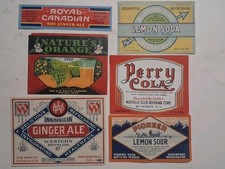 1920s-30s SODA LABELS Vintage POP Nature's Orange PIONEER LEMON LOT of 6 picture