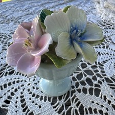 Vintage Thorley England Bone China Floral Bouquet in Pedestal Vase Hand-Painted picture