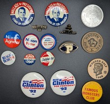Lot of Vintage Political Buttons Pins & Tokens Wallace Nixon Reagan Goldwater picture
