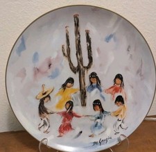 Vtg 1985 De Grazia “Saguaro Dance”  Painting Plate picture