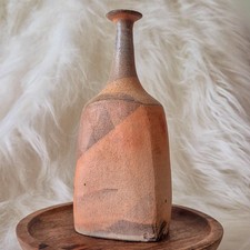 Japanese Bizen Ware Stoneware Vase Unglazed Wabi Sabi Ikebana Pottery picture
