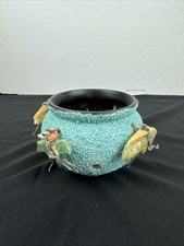 Vtg. Native American Zuni Fetish Pot Crushed Turquoise Encrusted Bowl W/4 Animal picture
