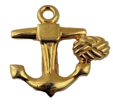 Vtg Womens Belt Buckle Nautical Anchor Rope Gold Tone Sailor Maritime picture