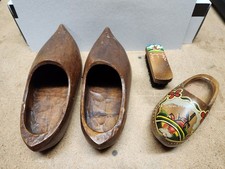 Antique Hand Carved Wooden Clogs 1901 Farmer's Picnic Holland, MI Vintage picture