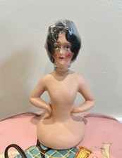 Vintage Half Doll Pin Cushion 1920s Painted Face picture