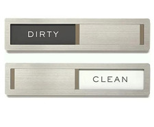 Dishwasher Magnet Clean Dirty Sign, Premium Stainless Steel Black and White  picture
