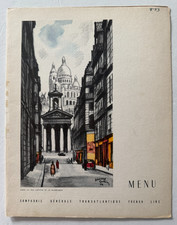 Vintage 1953 CGT French Line Paquebot Liberté Ship Menu Edouard Collin art picture