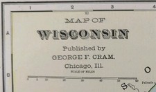 Vintage 1901 WISCONSIN Map 14