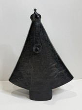 Vintage Oaxaca Black Pottery Virgen de la Soledad Madonna Sculpture 17.25