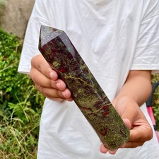 1.5LB  Natural Dragon Blood Stone Hexagonal point Column/Meditation Stone picture