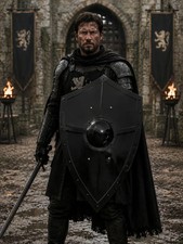 Handmade Dark Fantasy Steel Heater Shield Medieval LARP Cosplay Wall Decor Gift picture