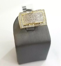 Heavy Estate 18K Yellow Gold Over Men's Signet 4.80 Carat Weight Diamond picture